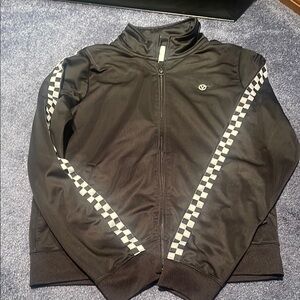 Black and White Vans Jacket with Checkered Sleeves